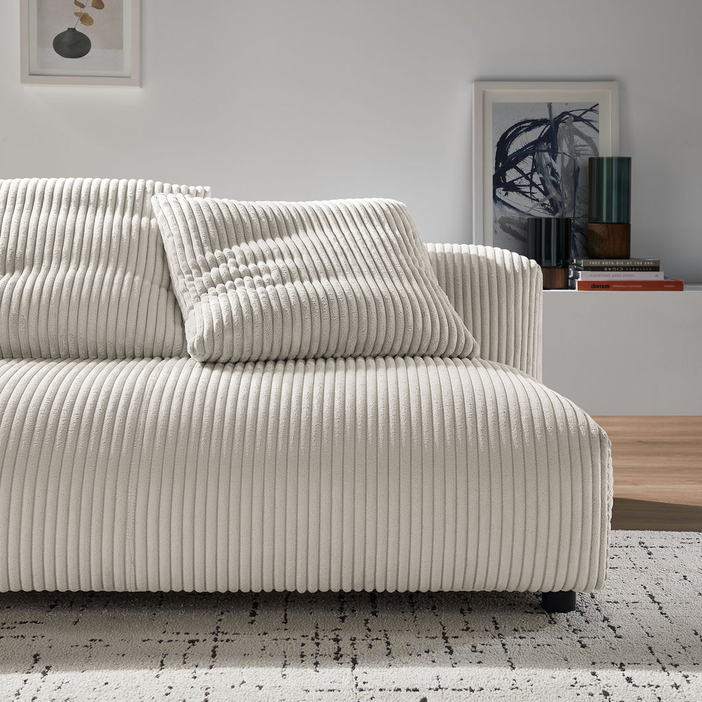 Solace Modular Corduroy Upholstered Armless Loveseat - Almond