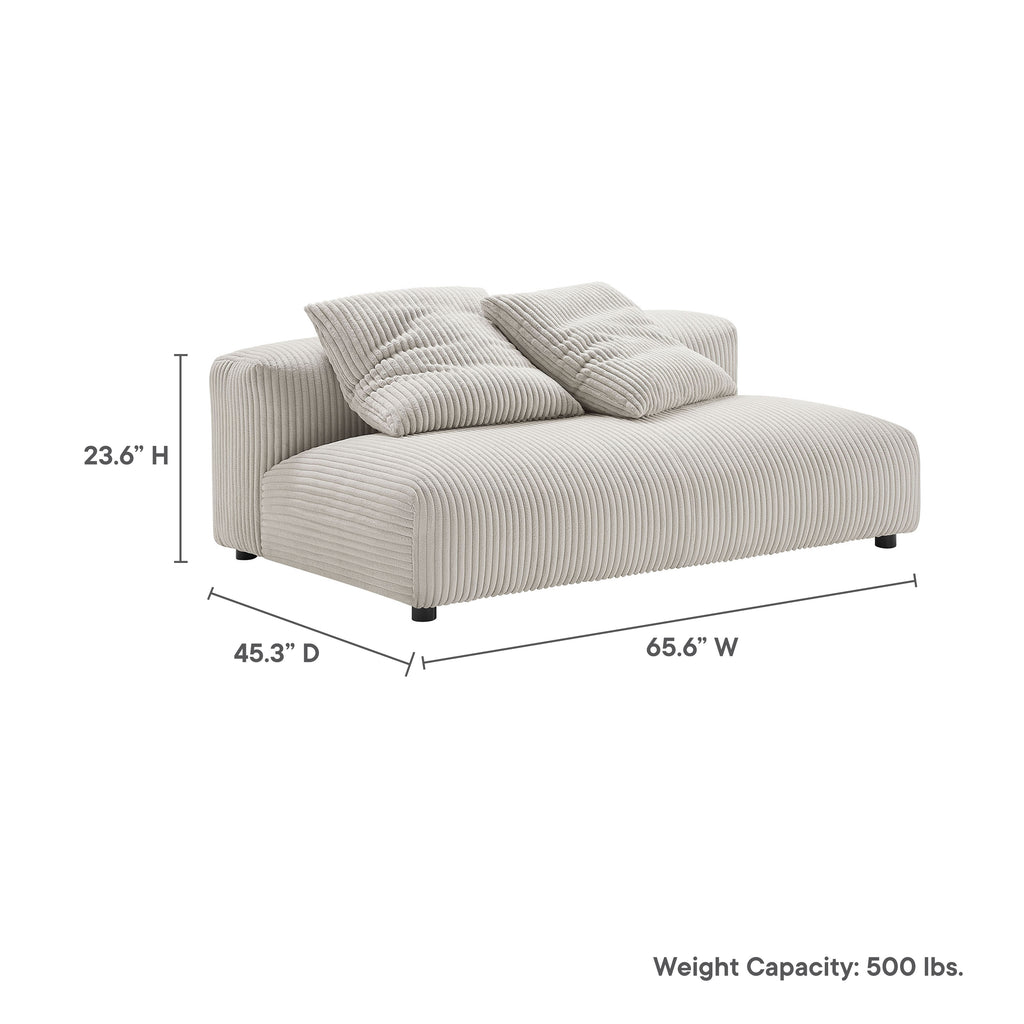 Solace Modular Corduroy Upholstered Armless Loveseat - Almond
