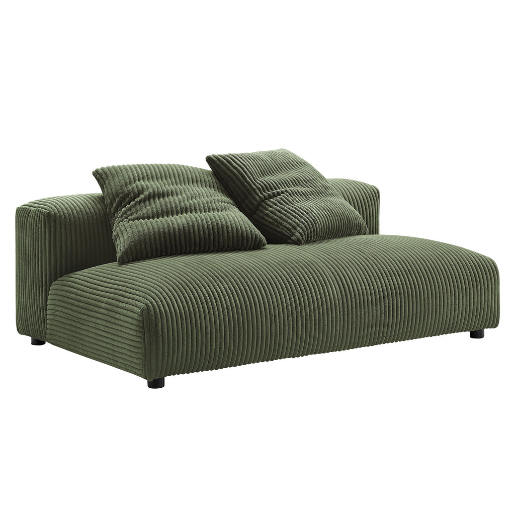 Solace Modular Corduroy Upholstered Armless Loveseat - Fern