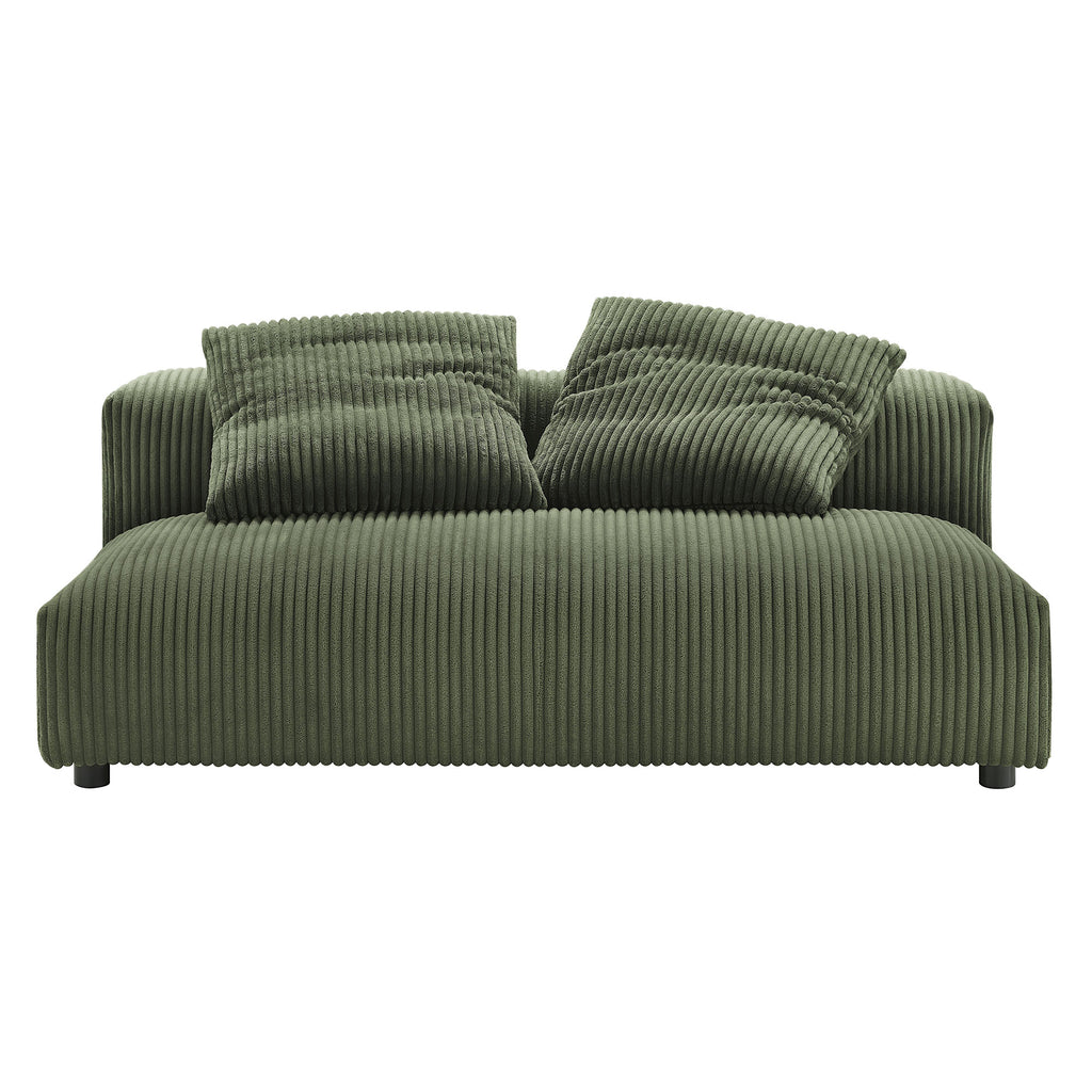 Solace Modular Corduroy Upholstered Armless Loveseat - Fern