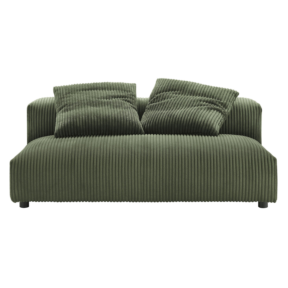 Solace Modular Corduroy Upholstered Armless Loveseat and Ottoman Set - Fern
