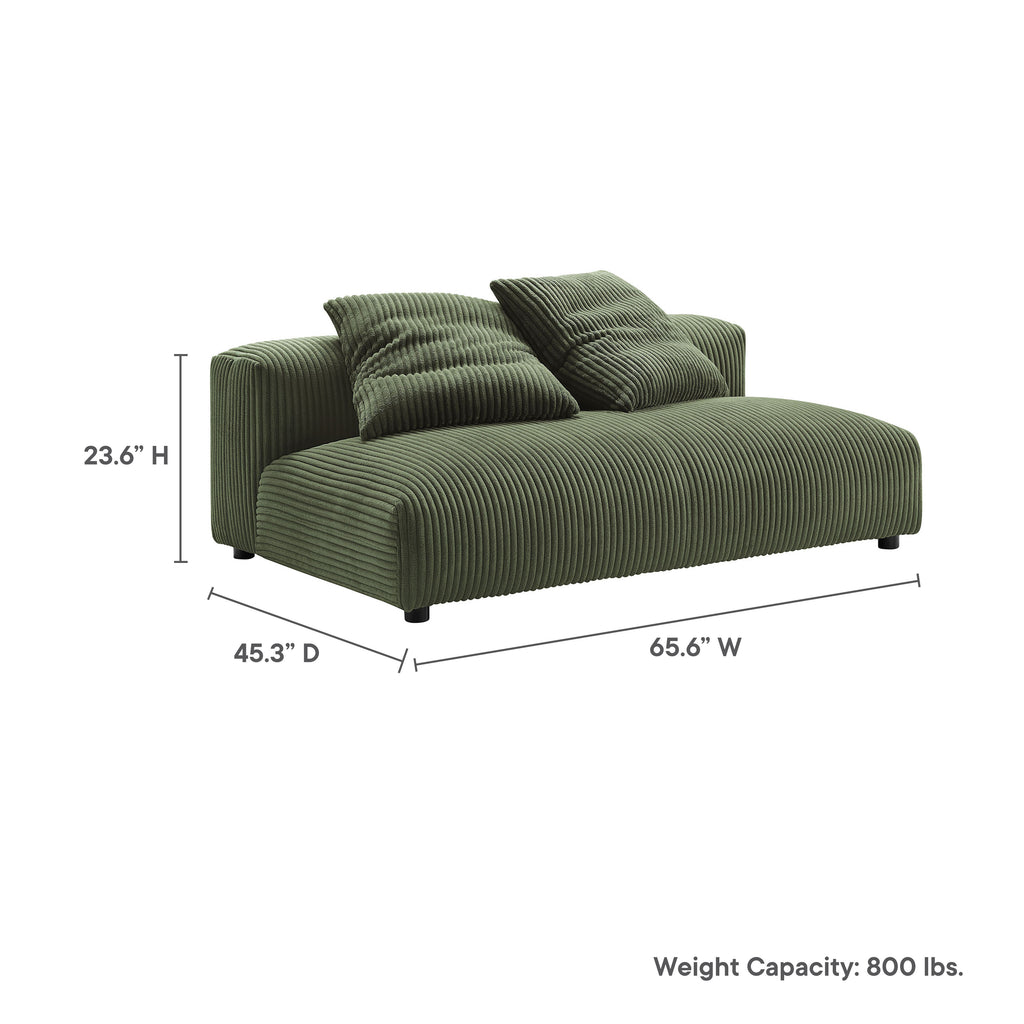 Solace Modular Corduroy Upholstered Armless Loveseat - Fern