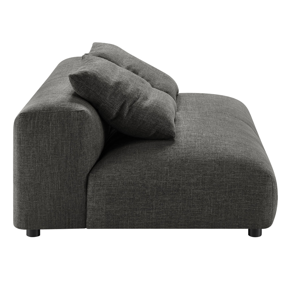 Solace 4-Piece Modular Upholstered Fabric Sectional Sofa With Ottoman - Charcoal