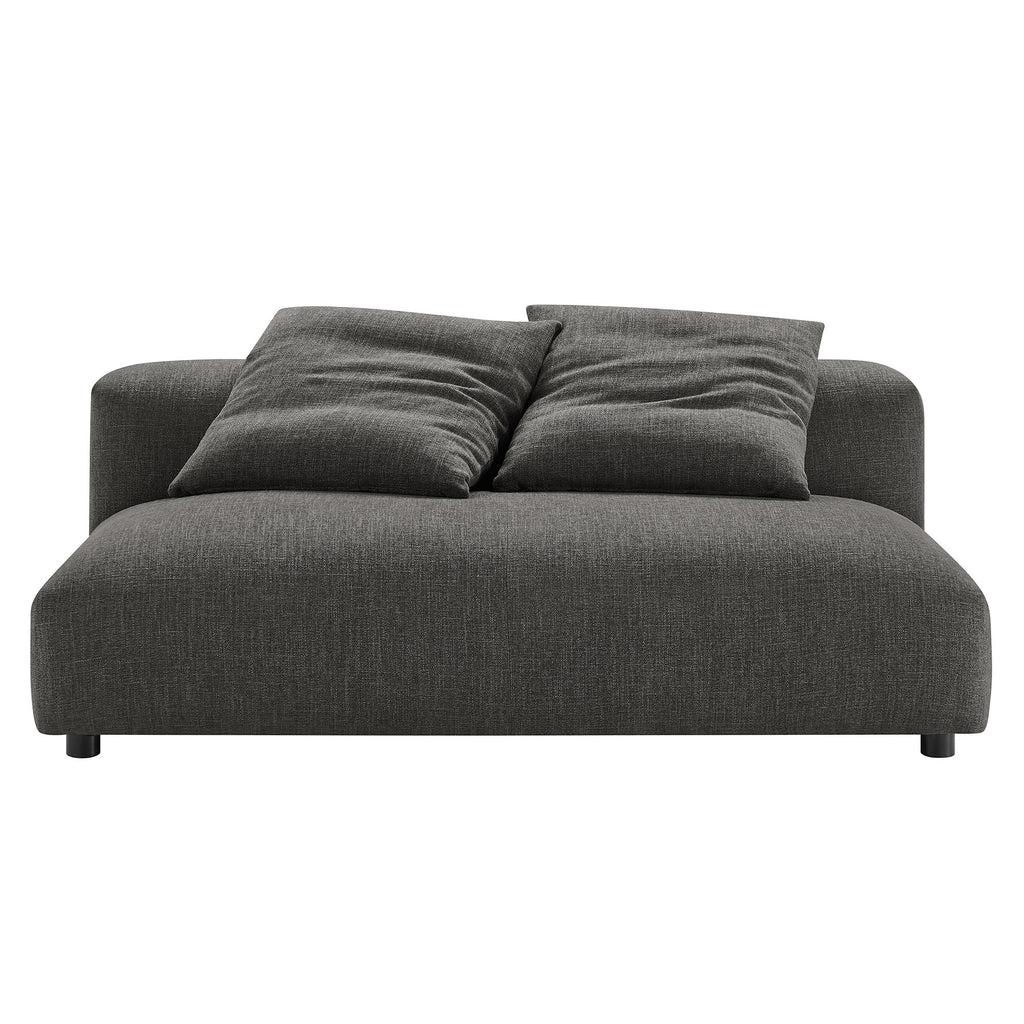Solace Modular Upholstered Fabric Armless Loveseat and Ottoman Set - Charcoal
