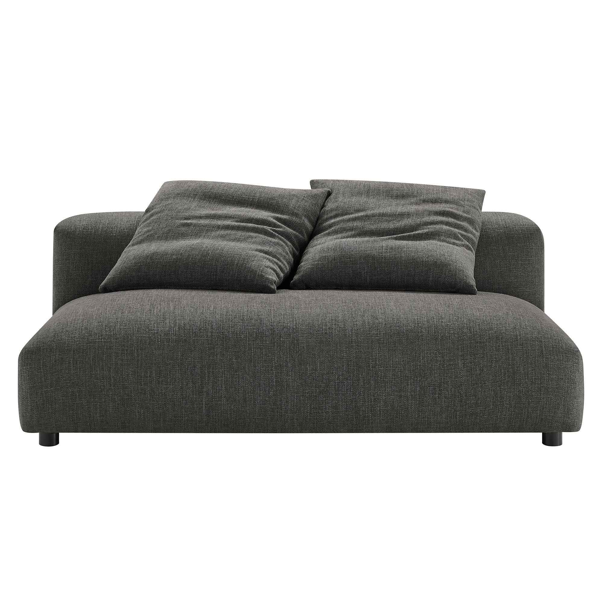 Solace Modular Upholstered Fabric Armless Loveseat and Ottoman Set - Charcoal