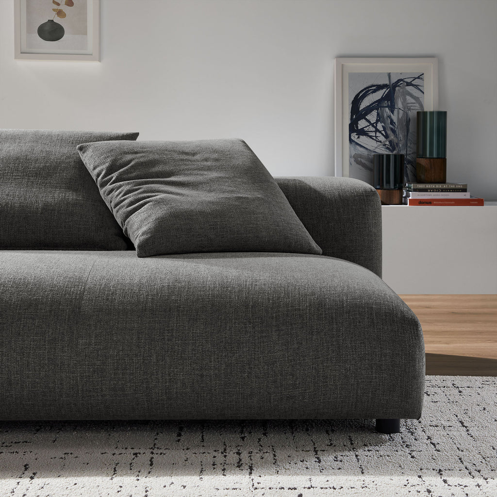 Solace Modular Upholstered Fabric Armless Loveseat - Charcoal
