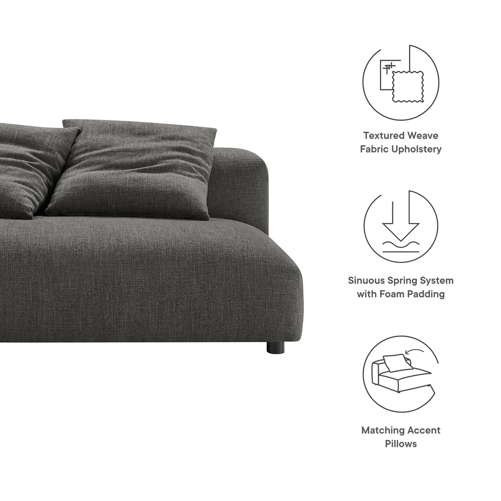 Solace Modular Upholstered Fabric Armless Loveseat - Charcoal