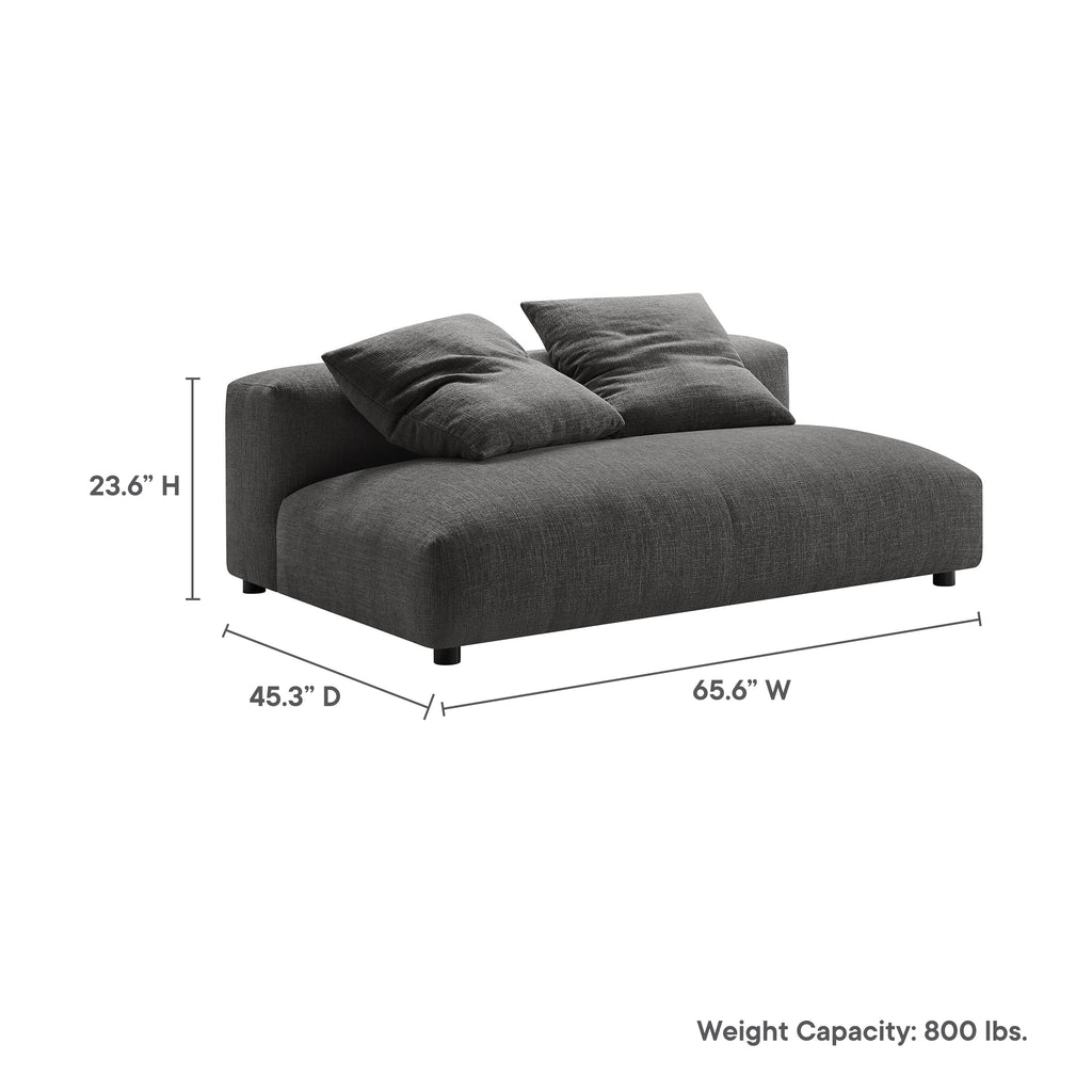 Solace Modular Upholstered Fabric Armless Loveseat - Charcoal