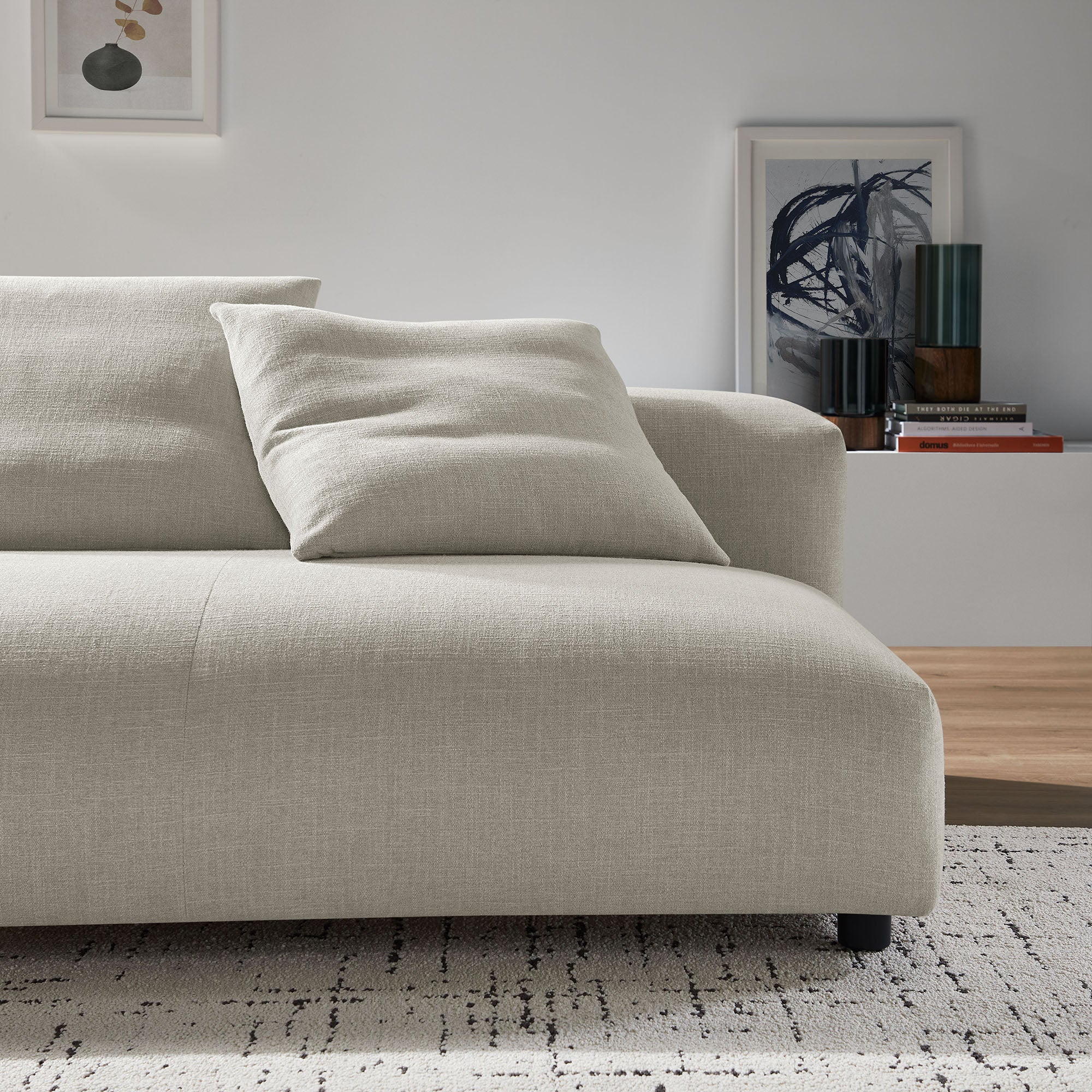 Solace Modular Upholstered Fabric Armless Loveseat - Linen