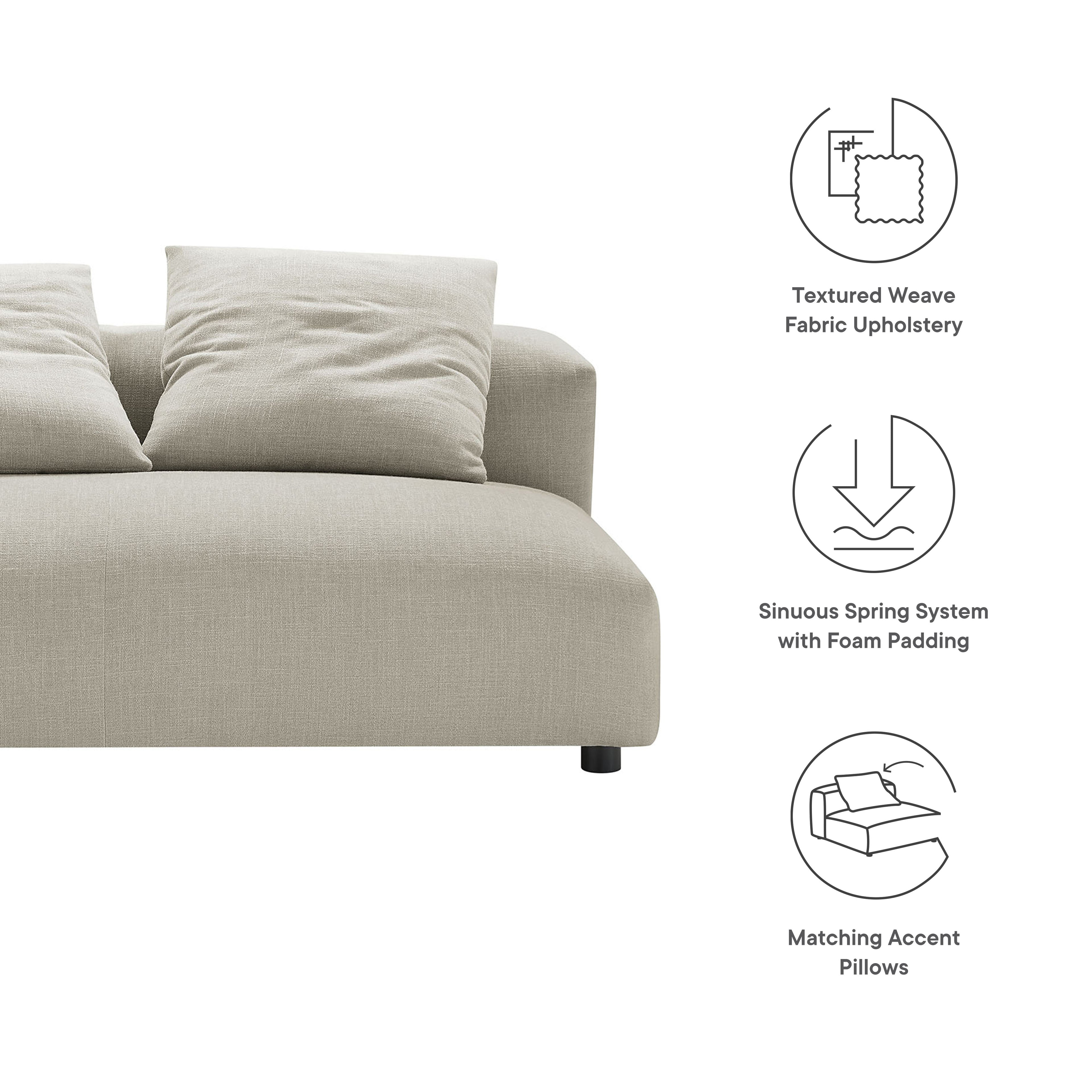 Solace Modular Upholstered Fabric Armless Loveseat - Linen