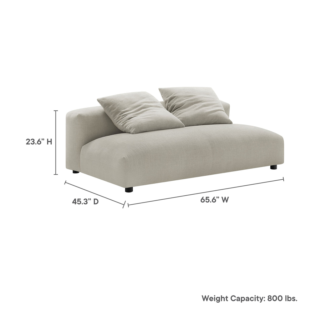 Solace Modular Upholstered Fabric Armless Loveseat - Linen