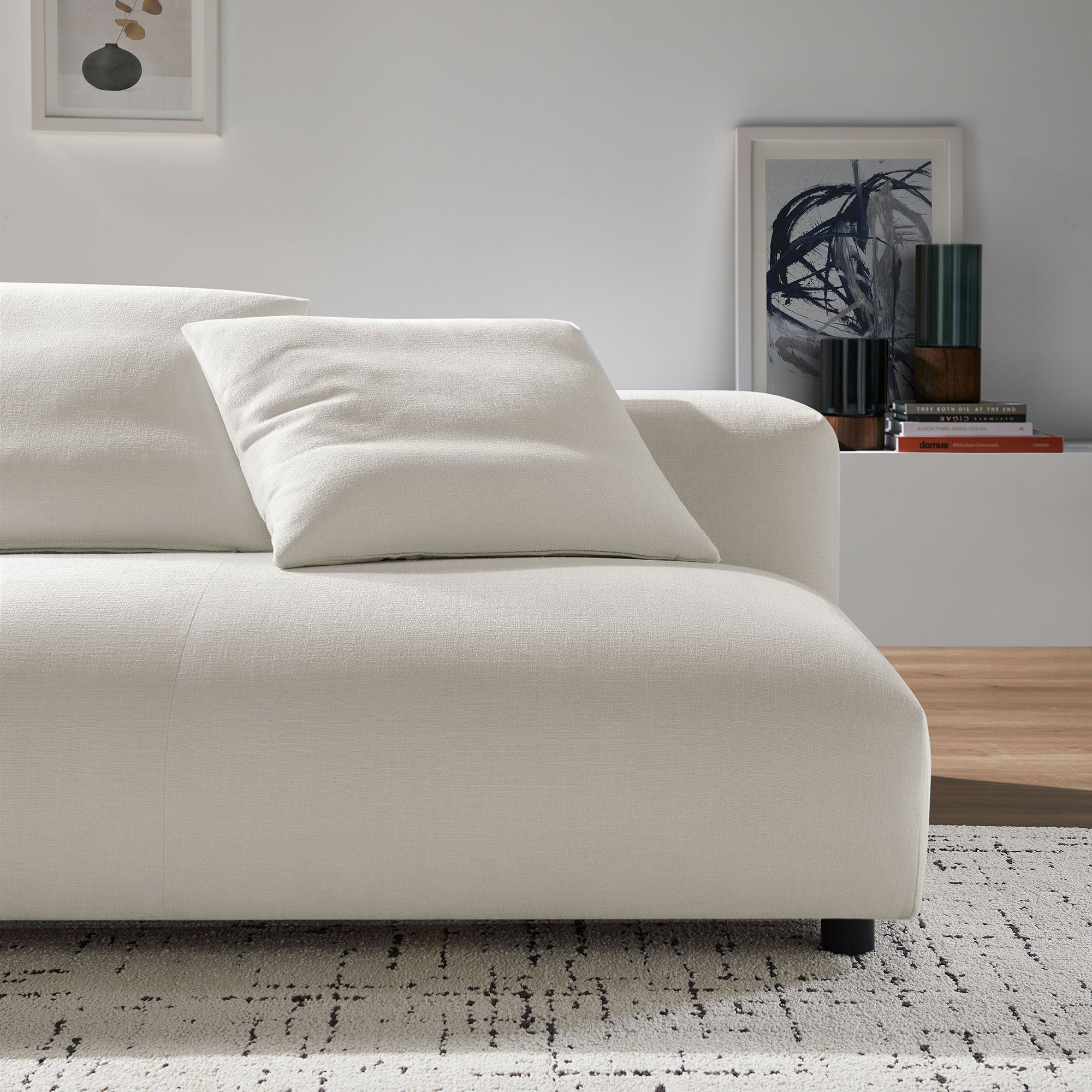 Solace Modular Upholstered Fabric Armless Loveseat - Salt