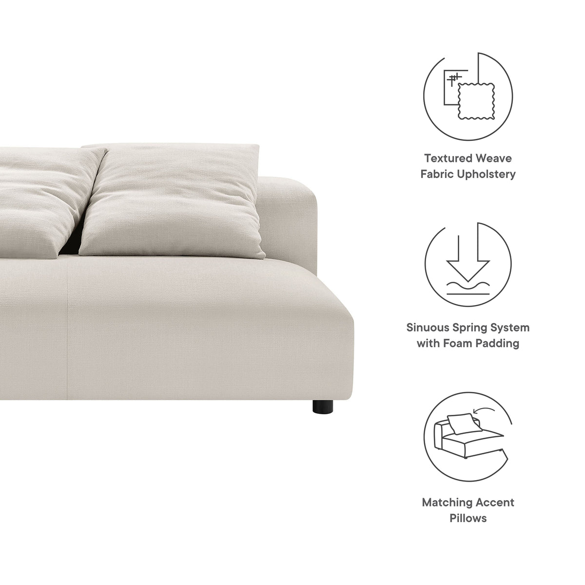 Solace Modular Upholstered Fabric Armless Loveseat - Salt