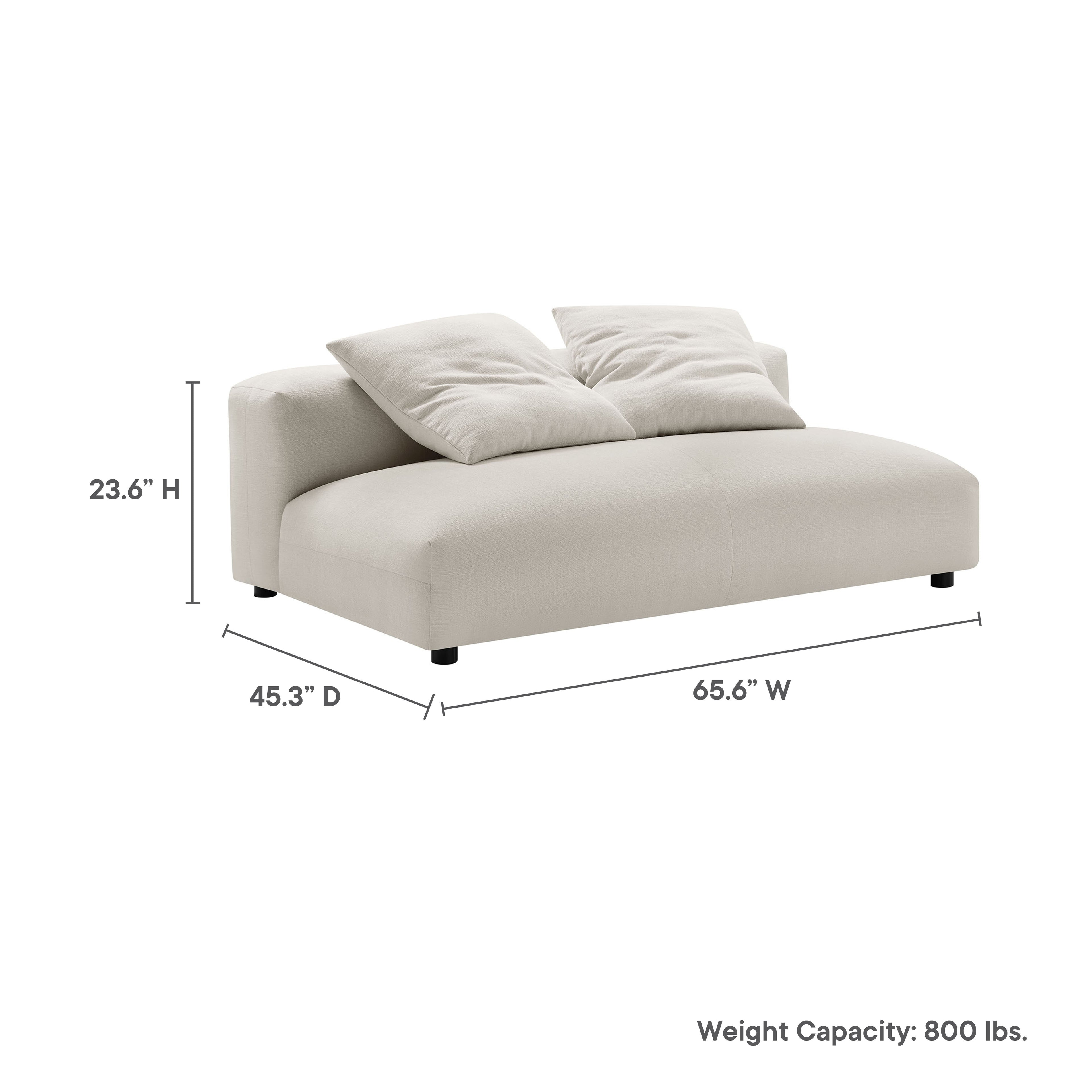 Solace Modular Upholstered Fabric Armless Loveseat - Salt