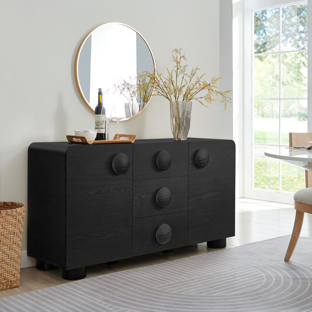 Sonnet 57" Sideboard Storage Cabinet - Black
