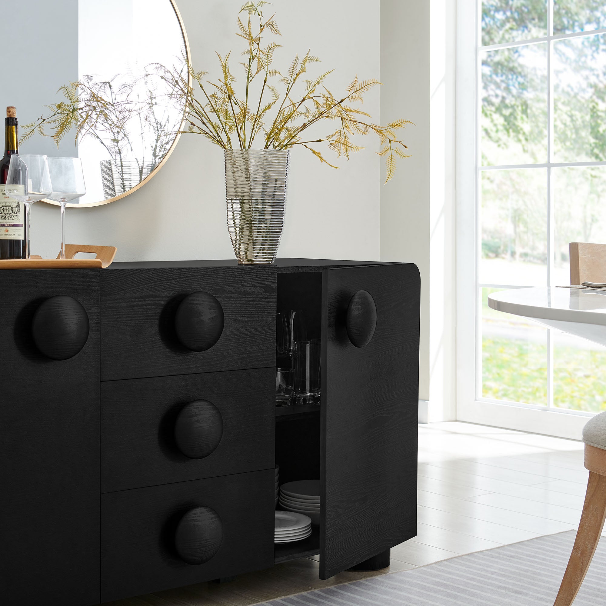 Sonnet 57" Sideboard Storage Cabinet - Black