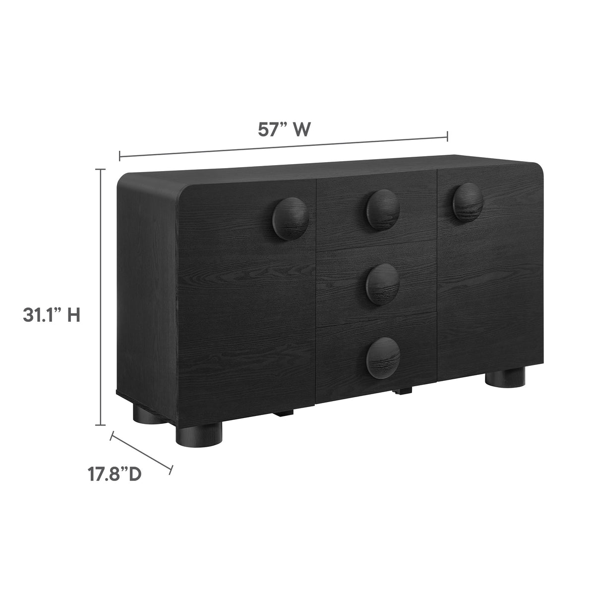 Sonnet 57" Sideboard Storage Cabinet - Black