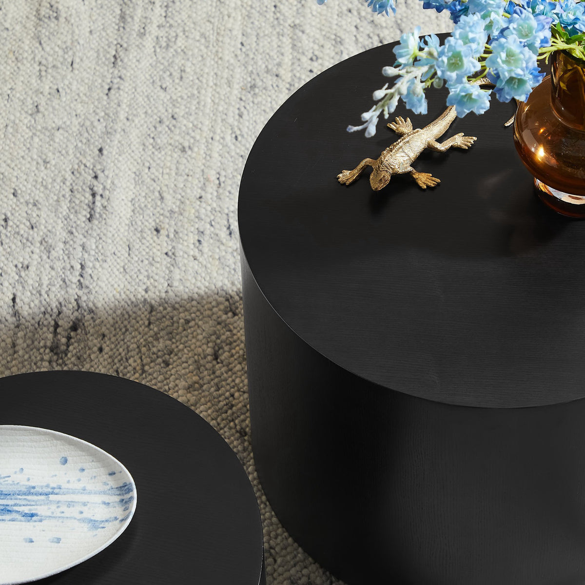 Amani Round Nesting Coffee Tables Set of 2 - Black