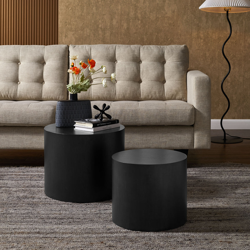 Amani Round Nesting Coffee Tables Set of 2 - Black