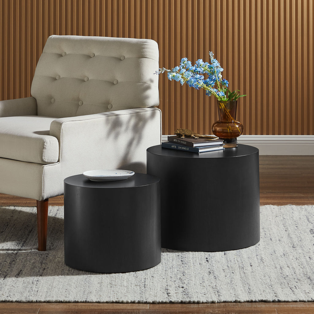 Amani Round Nesting Coffee Tables Set of 2 - Black