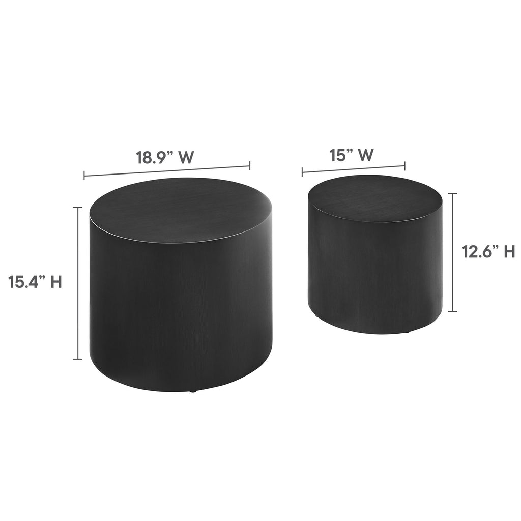Amani Round Nesting Coffee Tables Set of 2 - Black