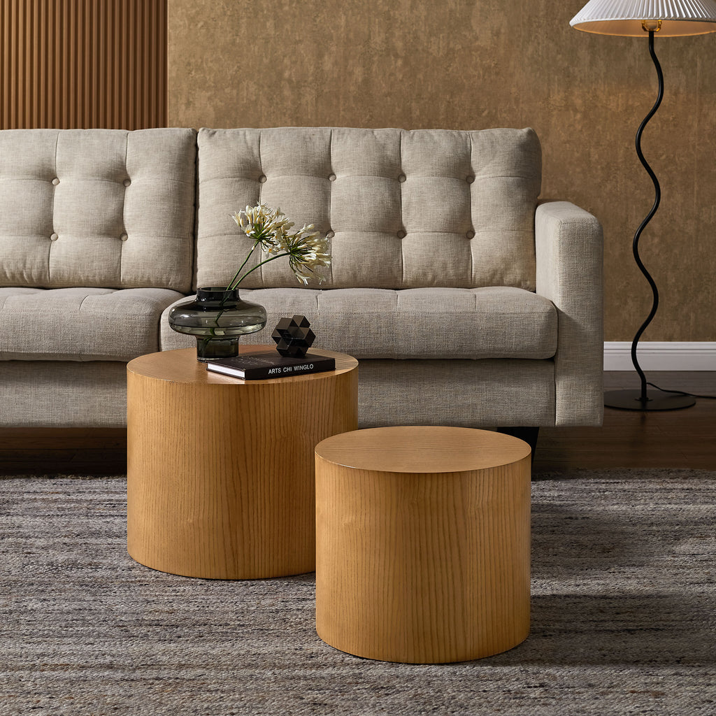 Amani Round Nesting Coffee Tables Set of 2 - Natural