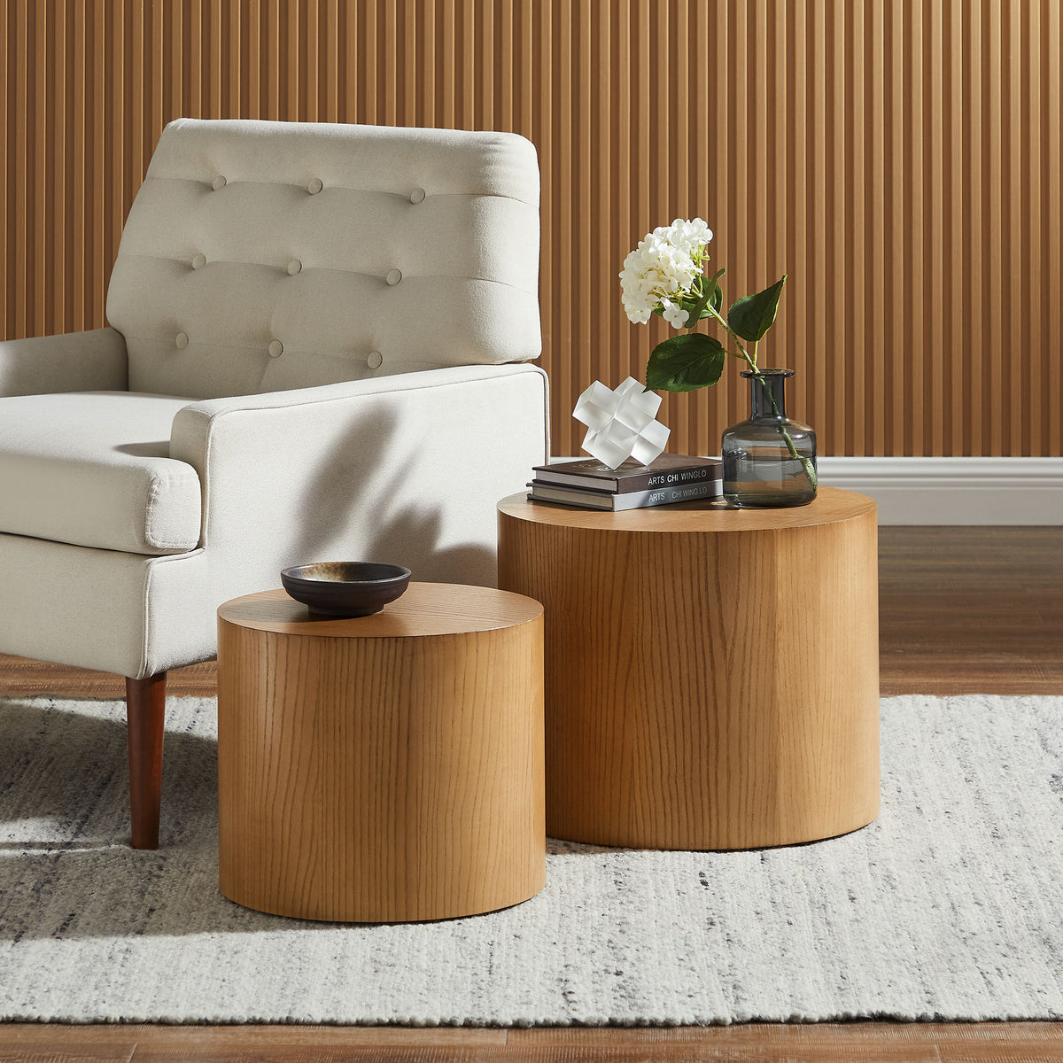Amani Round Nesting Coffee Tables Set of 2 - Natural