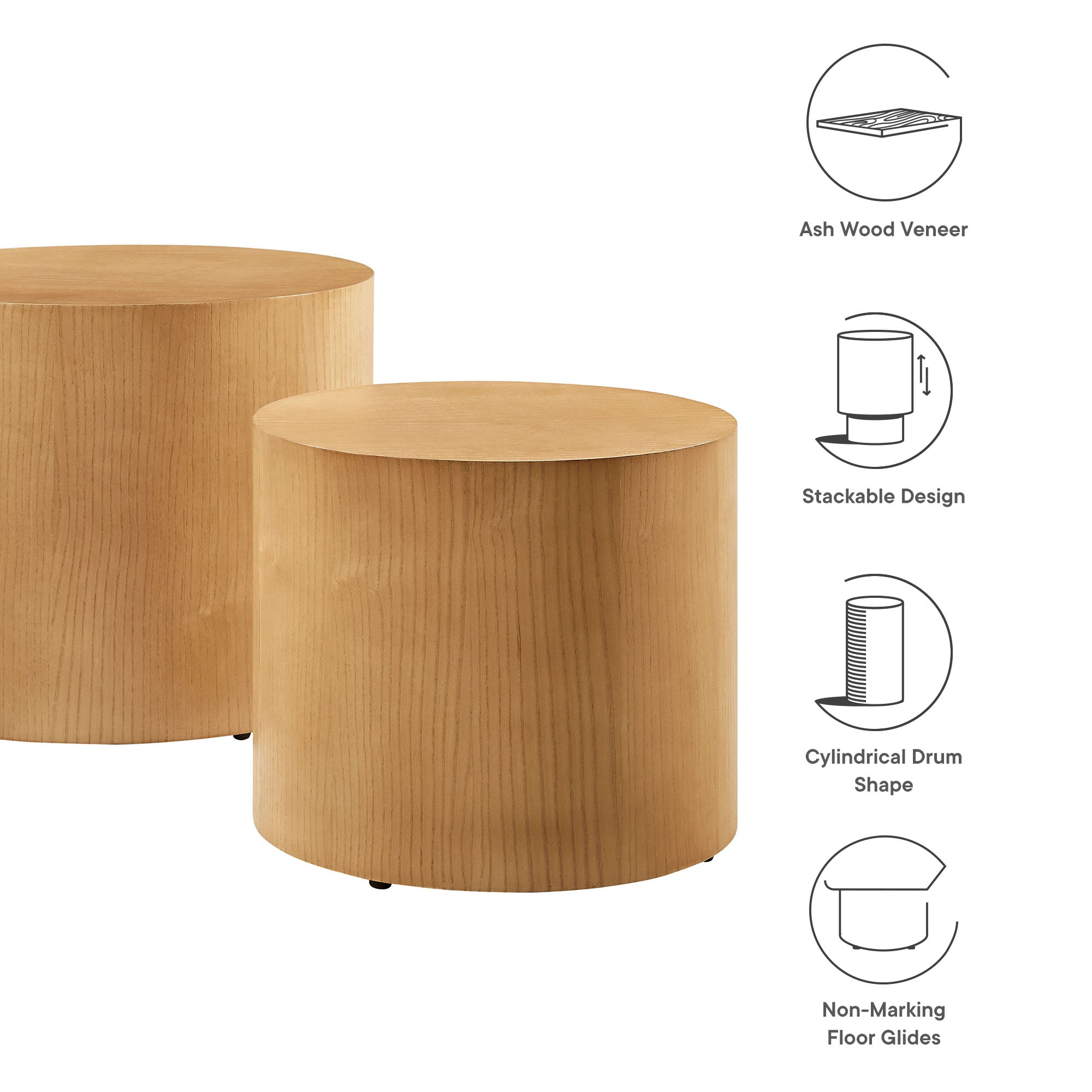 Amani Round Nesting Coffee Tables Set of 2 - Natural