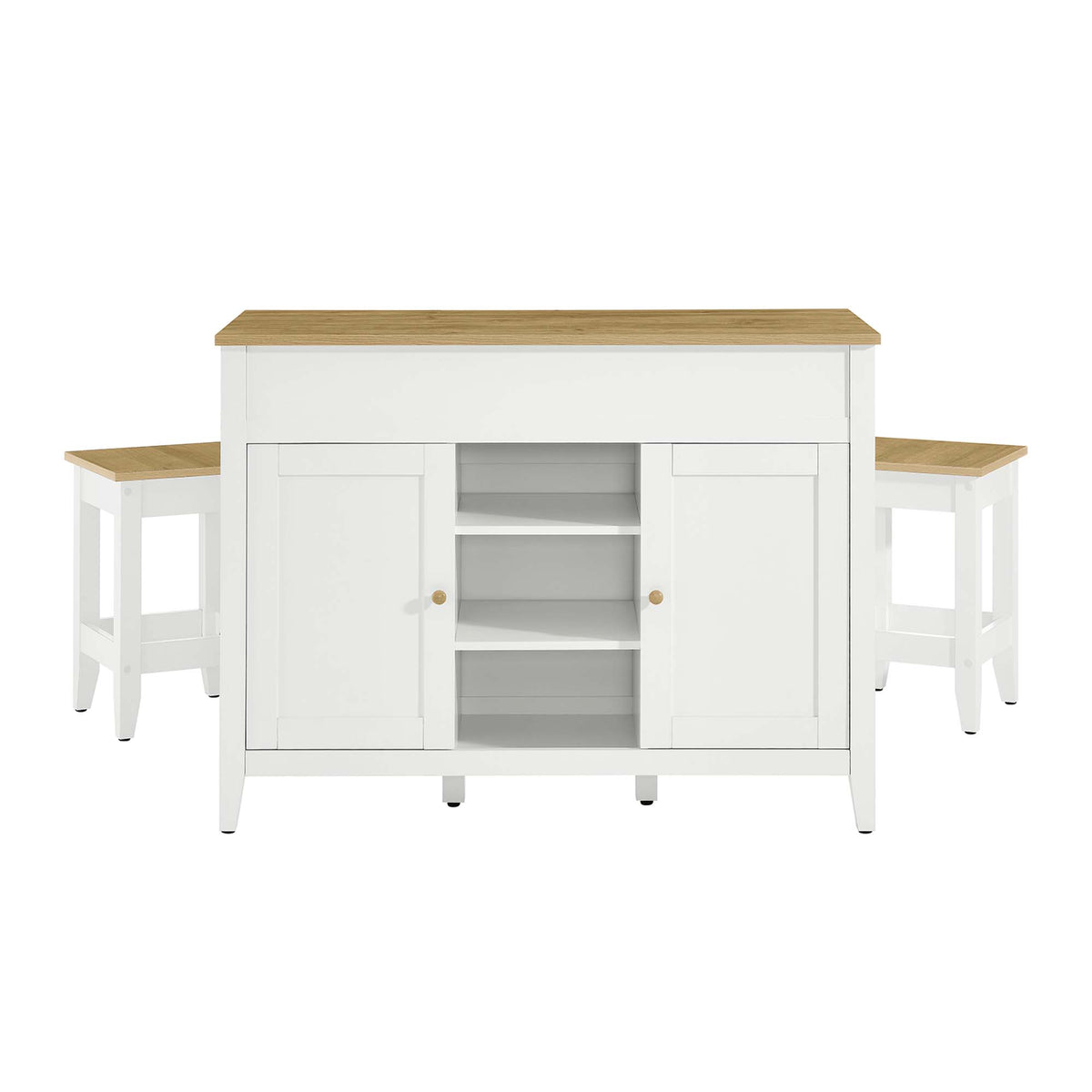 Garland 3-Piece Kitchen Island and Stool Set - Oak White