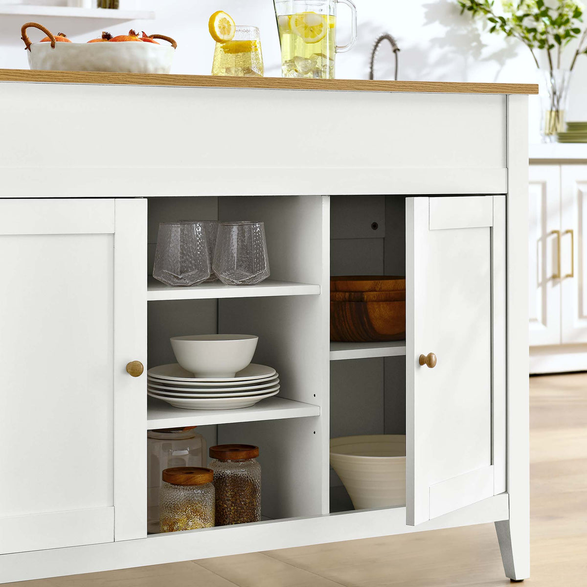 Garland 3-Piece Kitchen Island and Stool Set - Oak White