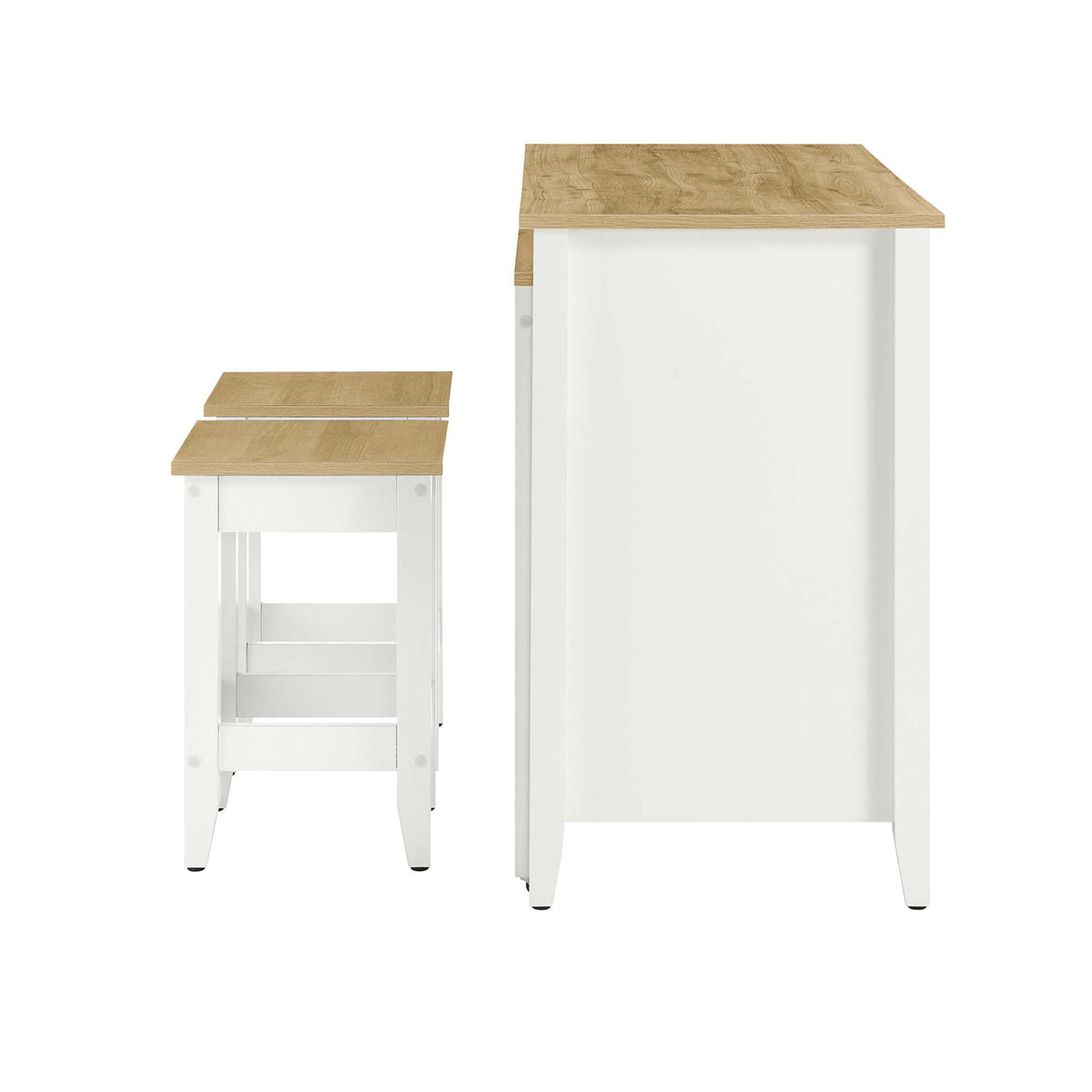 Farmstead 3-Piece Kitchen Island and Stool Set - Oak White