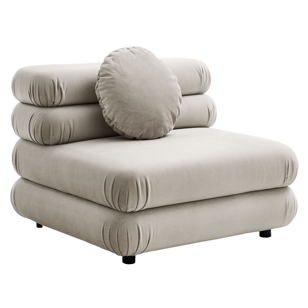 Jubilee Modular Performance Velvet Armless Chair - Almond