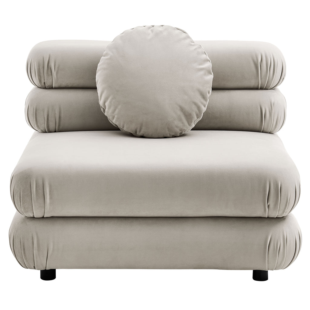 Jubilee Modular Performance Velvet Armless Chair - Almond