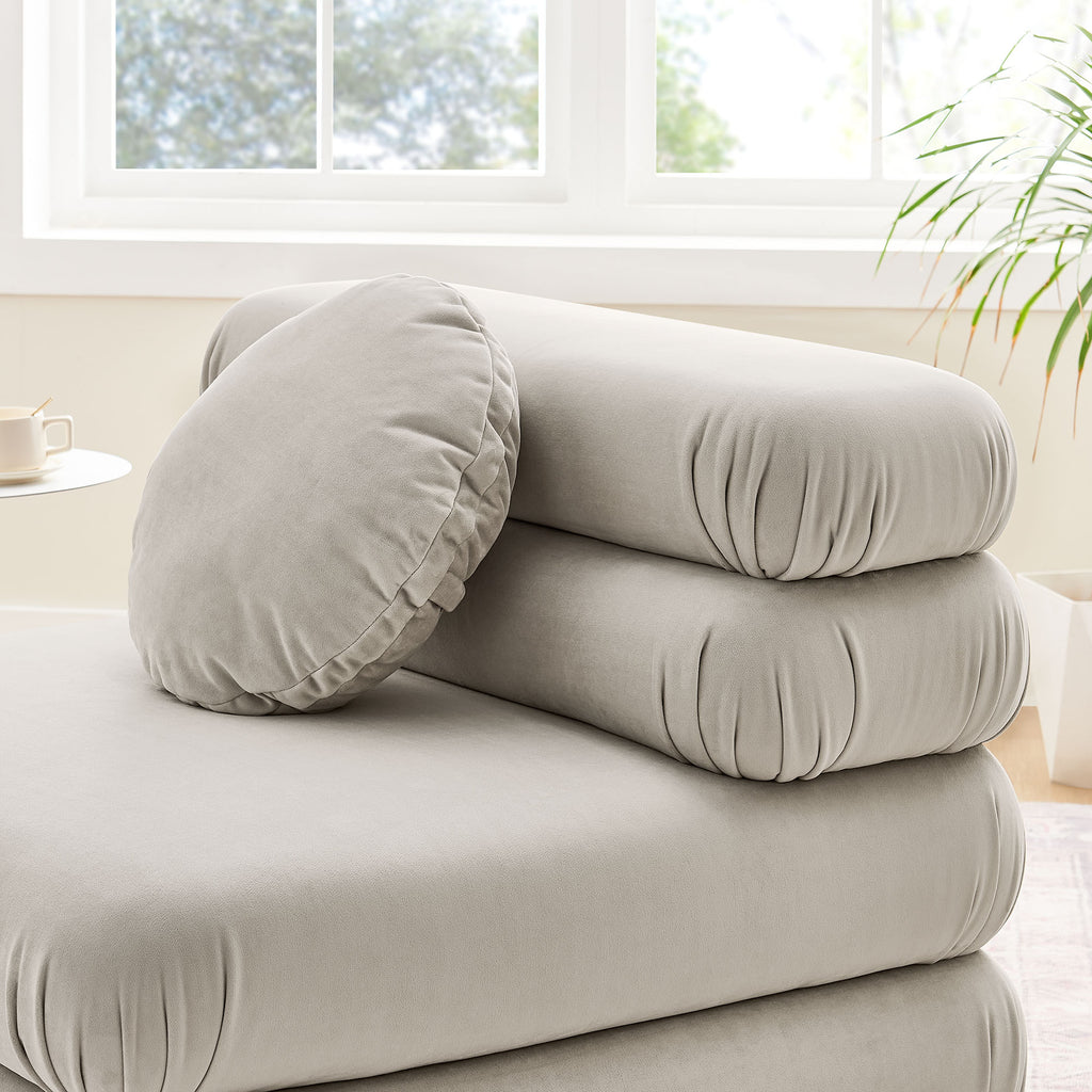 Jubilee Modular Performance Velvet Armless Chair - Almond