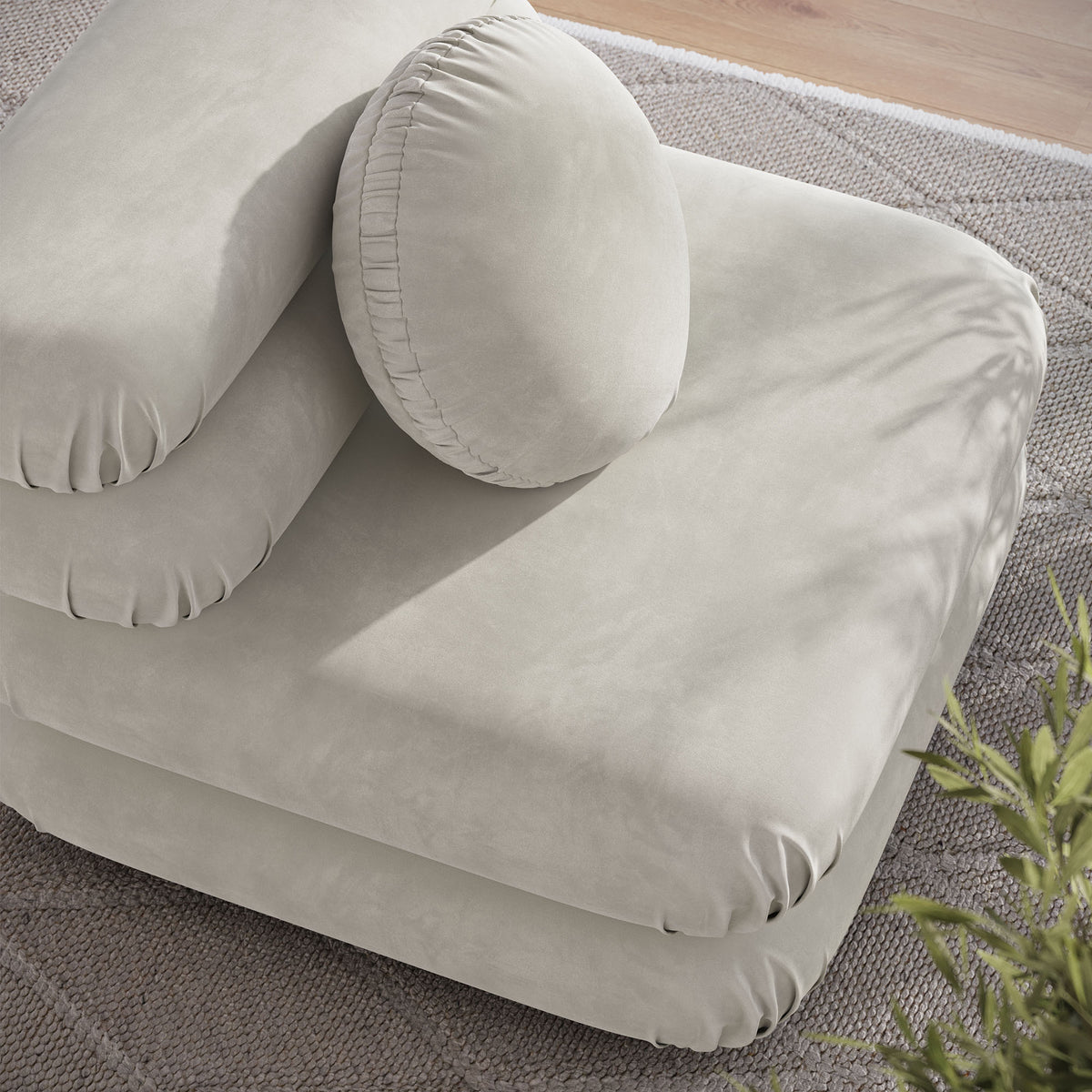 Jubilee Modular Performance Velvet Armless Chair - Almond