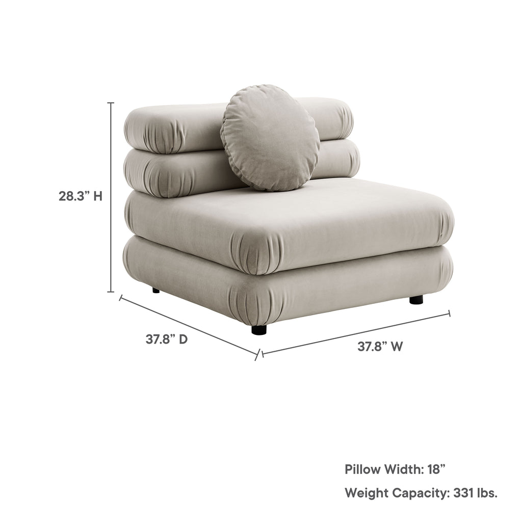 Jubilee Modular Performance Velvet Armless Chair - Almond