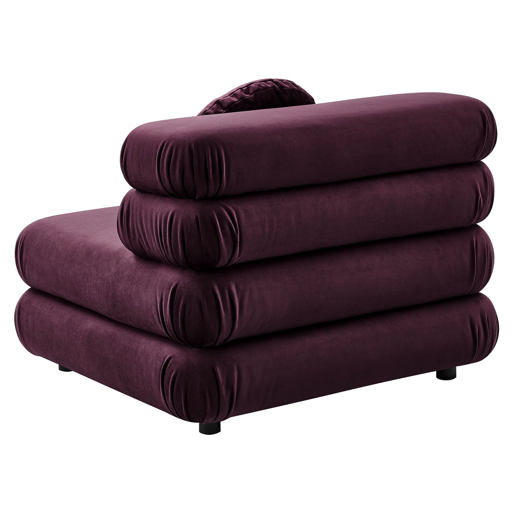 Jubilee Modular Performance Velvet Armless Chair - Mulberry