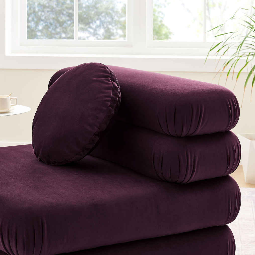 Jubilee Modular Performance Velvet Armless Chair - Mulberry