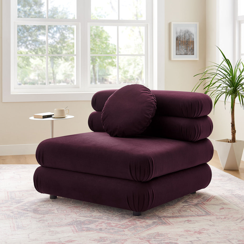 Jubilee Modular Performance Velvet Armless Chair - Mulberry