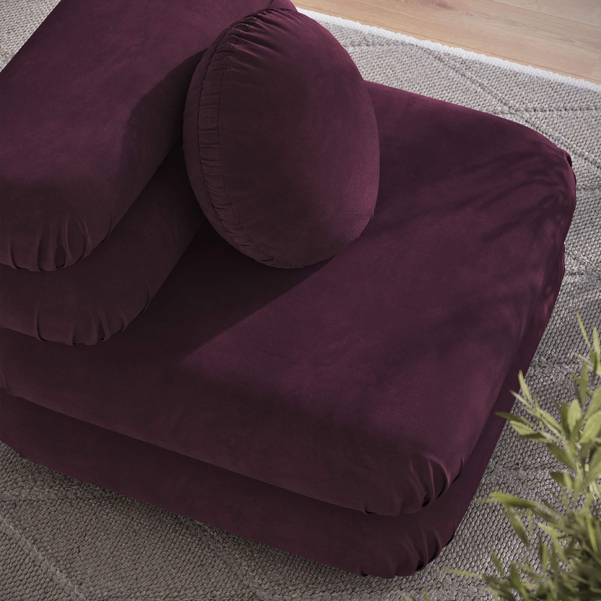 Jubilee Modular Performance Velvet Armless Chair - Mulberry