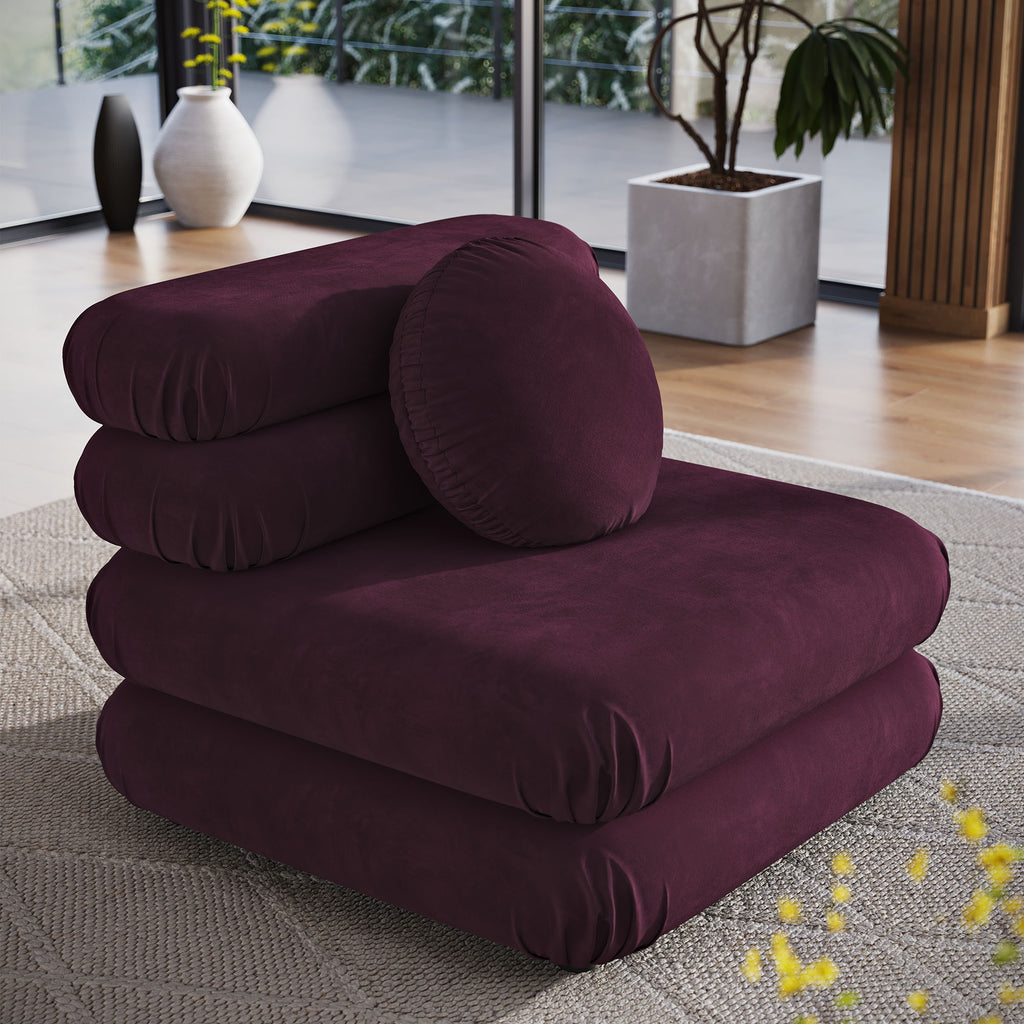 Jubilee Modular Performance Velvet Armless Chair - Mulberry