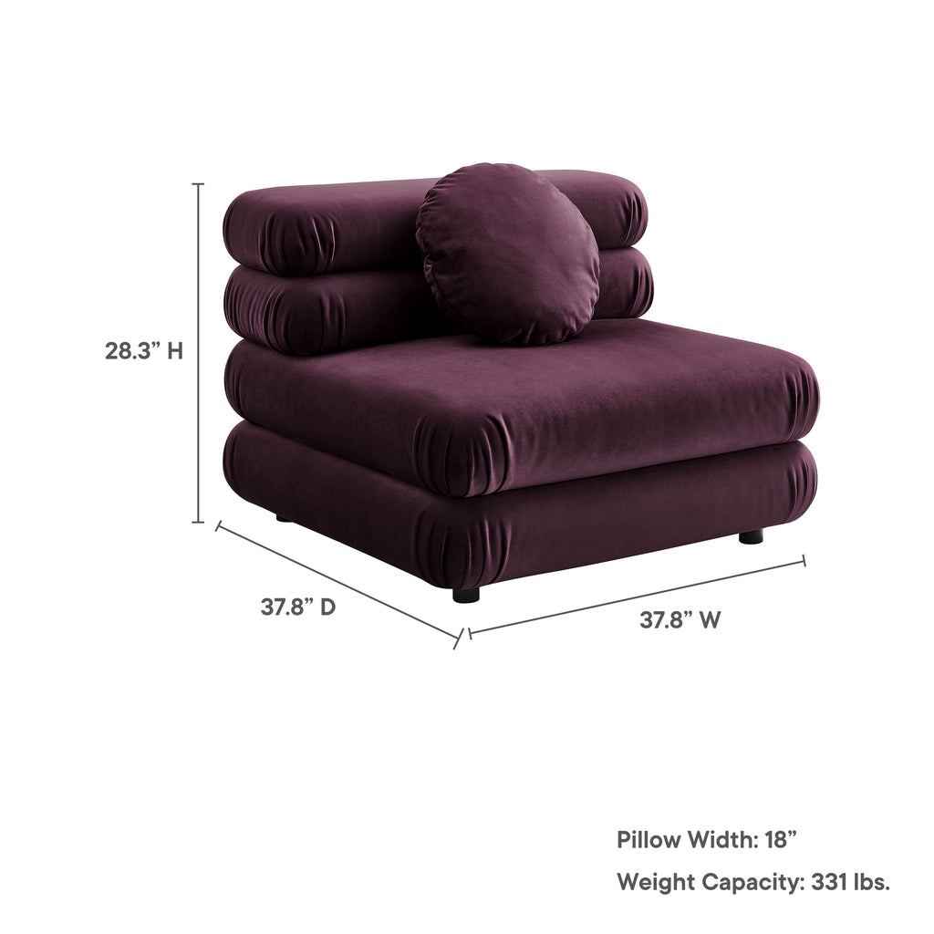Jubilee Modular Performance Velvet Armless Chair - Mulberry