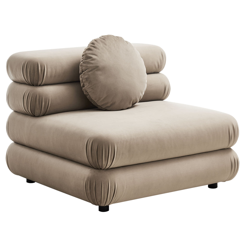 Jubilee Modular Performance Velvet Armless Chair - Taupe