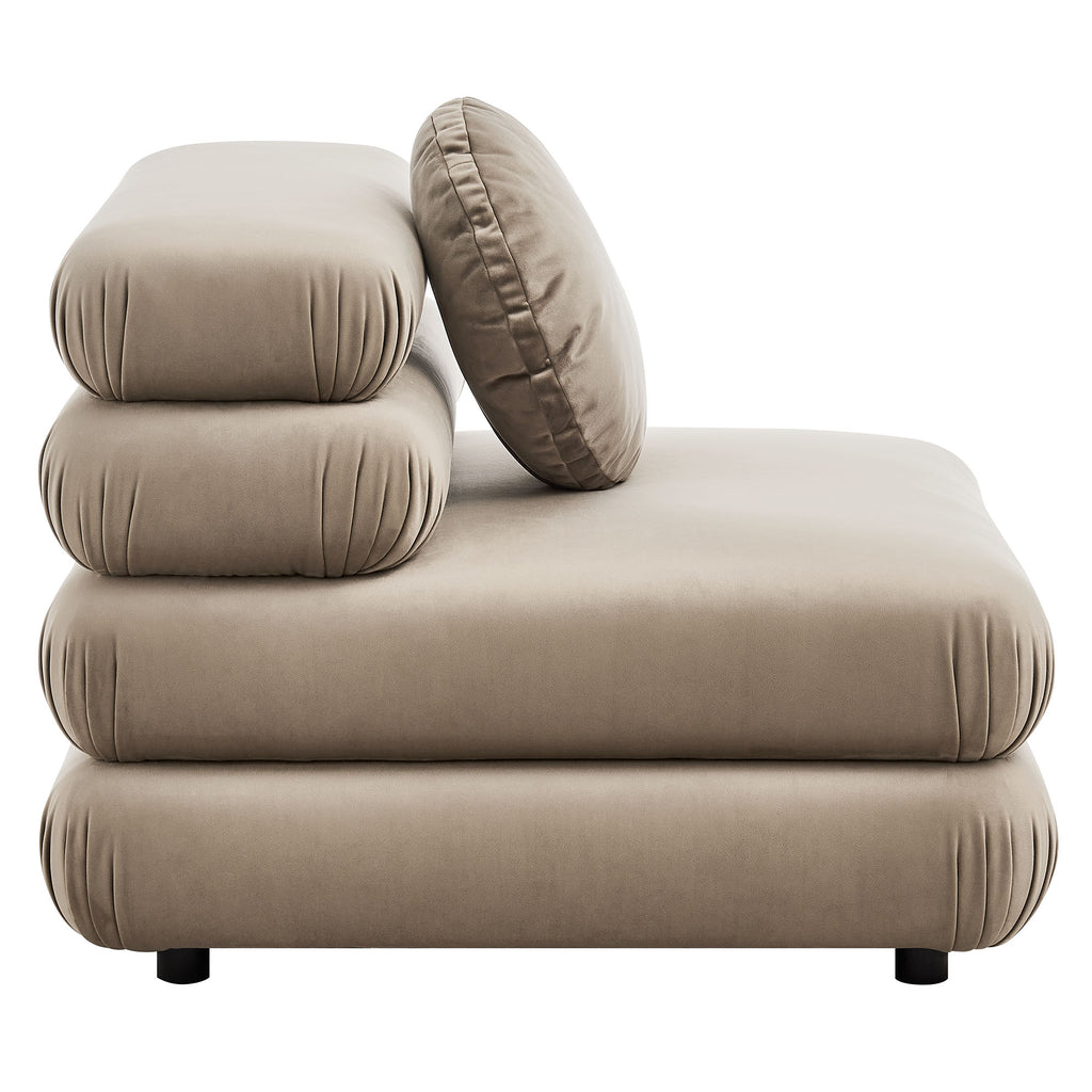 Jubilee Modular Performance Velvet Armless Chair - Taupe
