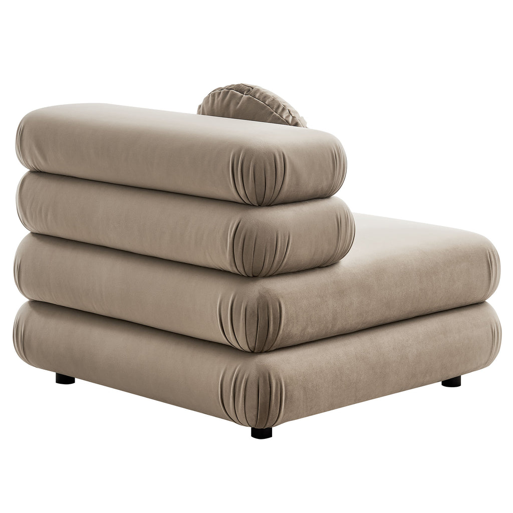 Jubilee Modular Performance Velvet Armless Chair - Taupe
