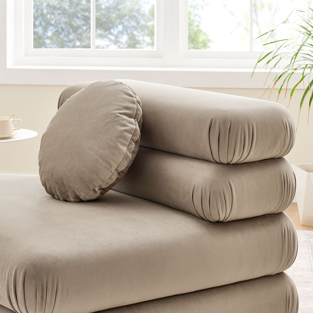 Jubilee Modular Performance Velvet Armless Chair - Taupe