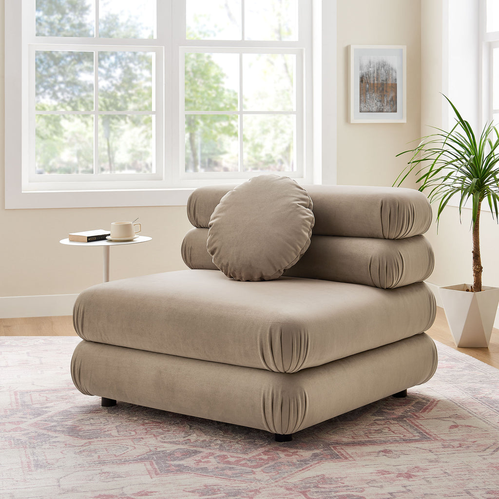 Jubilee Modular Performance Velvet Armless Chair - Taupe