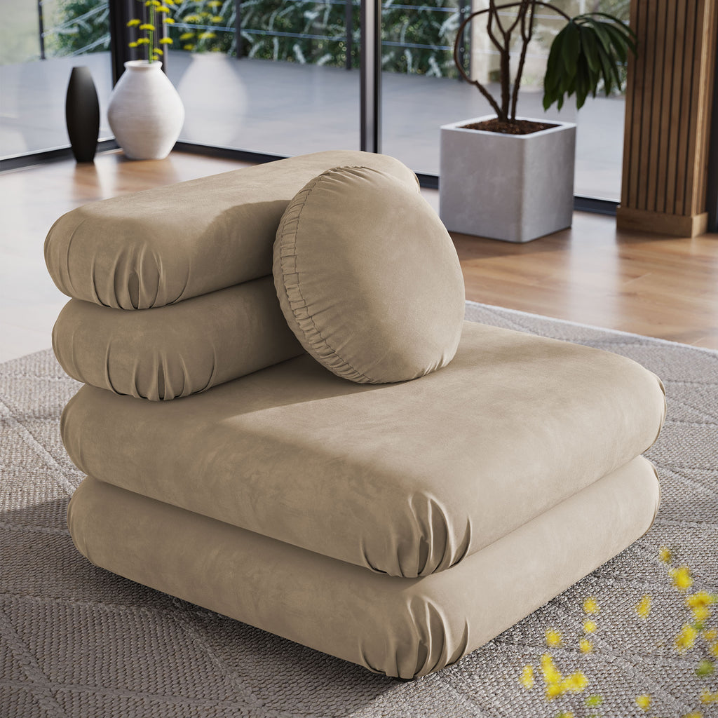 Jubilee Modular Performance Velvet Armless Chair - Taupe