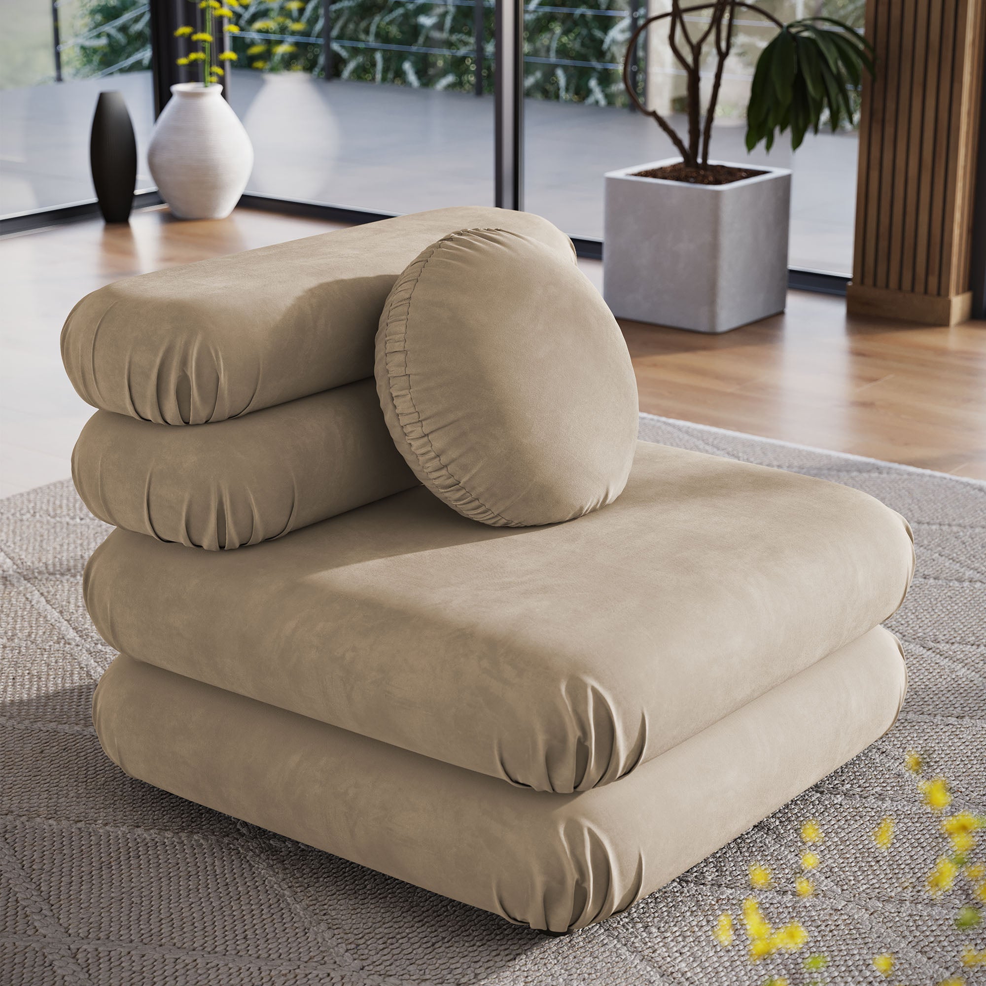 Jubilee Modular Performance Velvet Armless Chair - Taupe