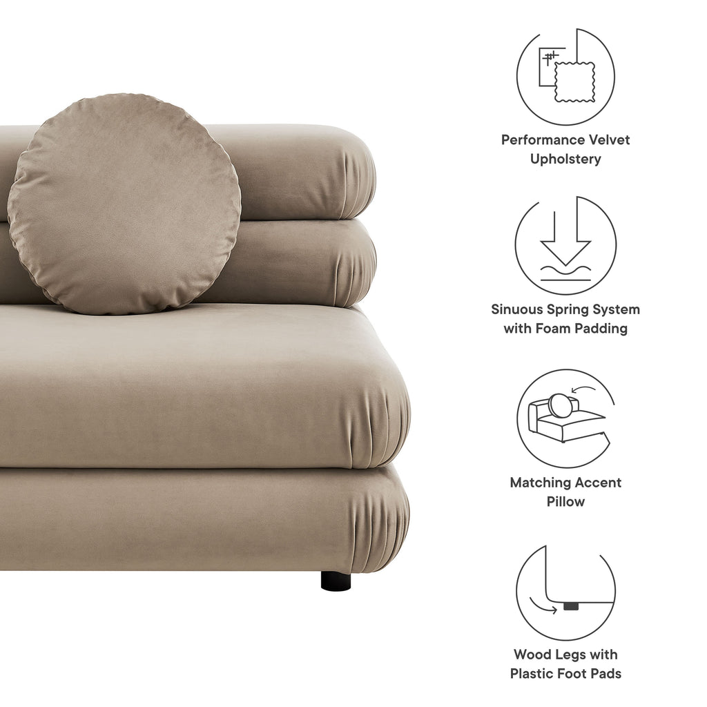 Jubilee Modular Performance Velvet Armless Chair - Taupe
